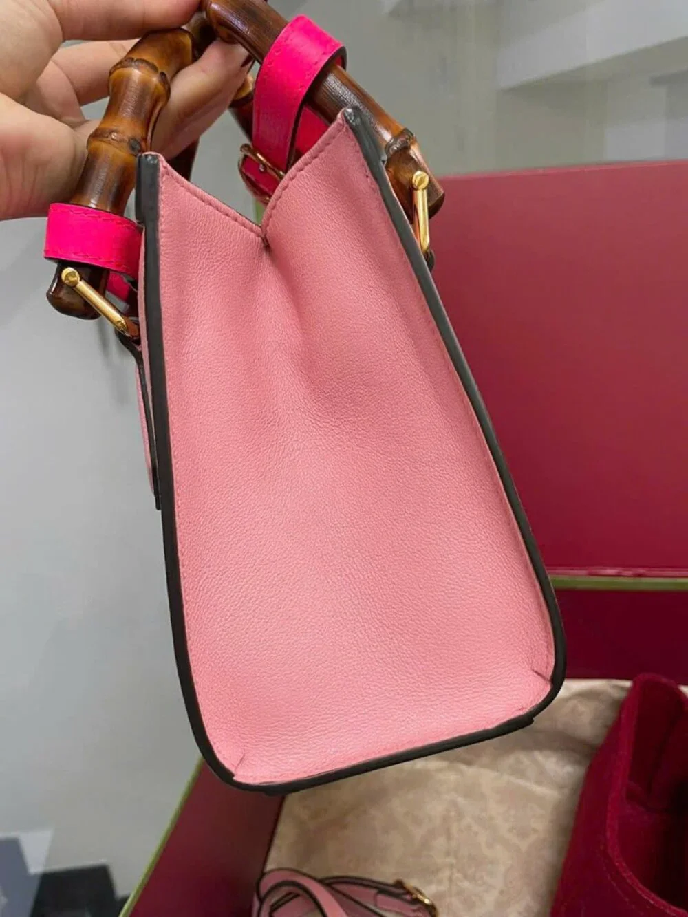 GUCCI Wonka Grain Calfskin Mini Diana Tote Bag Pink - Picture 8 of 16
